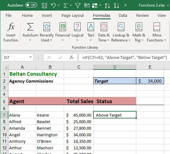 Using an IF statement in Excel