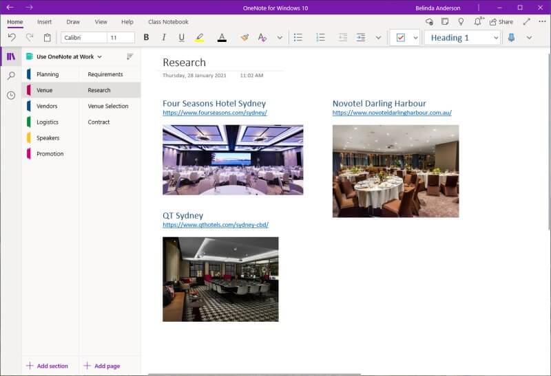 Use OneNote at work