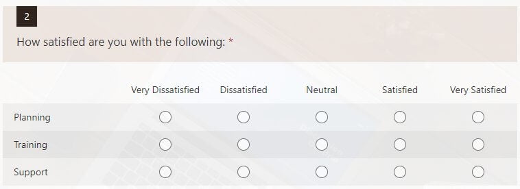 A Likert Scale Question in Microsoft Forms