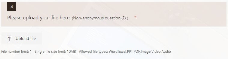 The File upload question type in Microsoft Forms